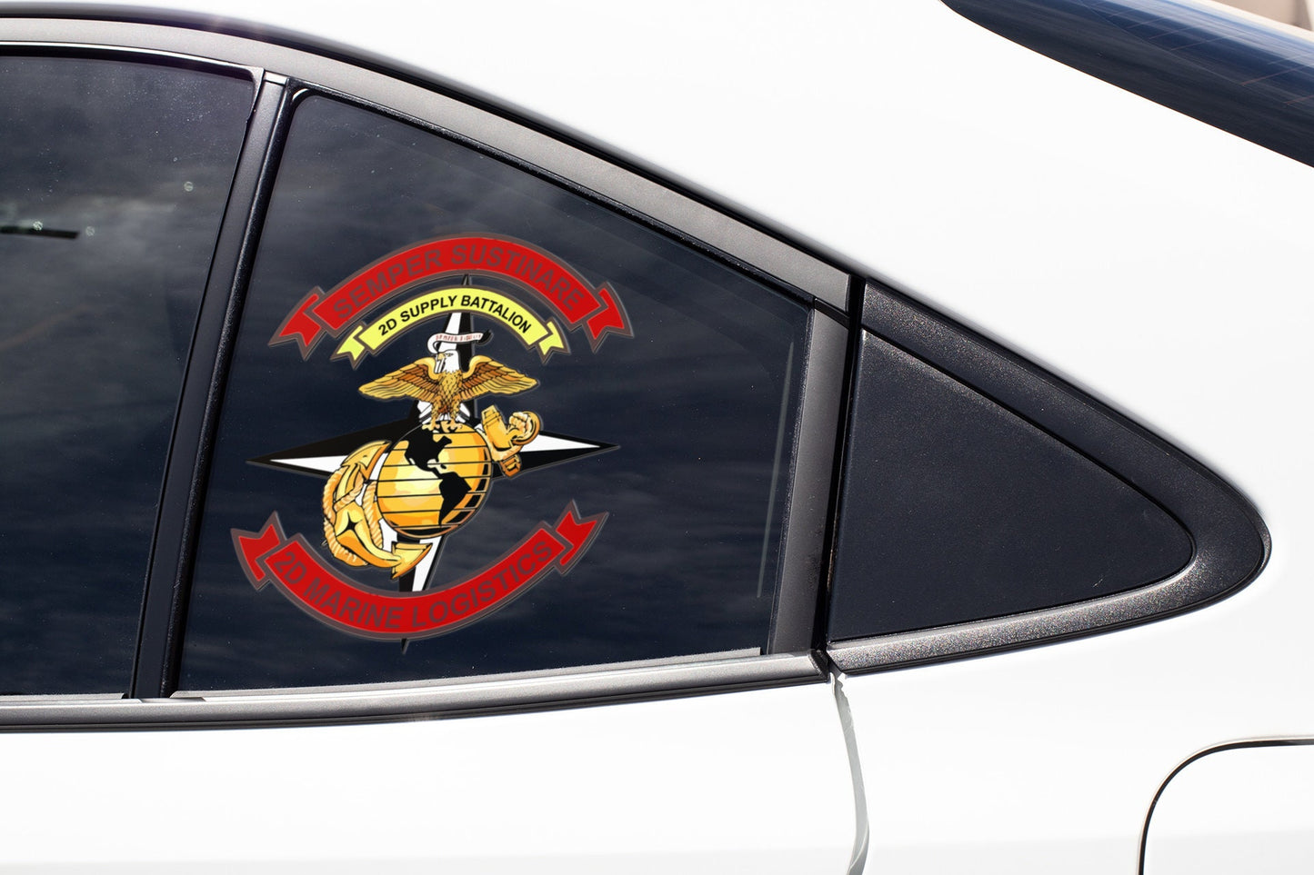 a close up of a car mirror with a marine emblem on it