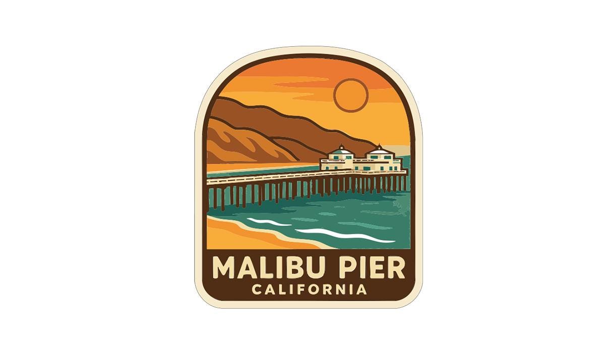 Malibu Pier California Iron On Heat Transfer Vinyl HTV Die-Cut Symbolic Landmark