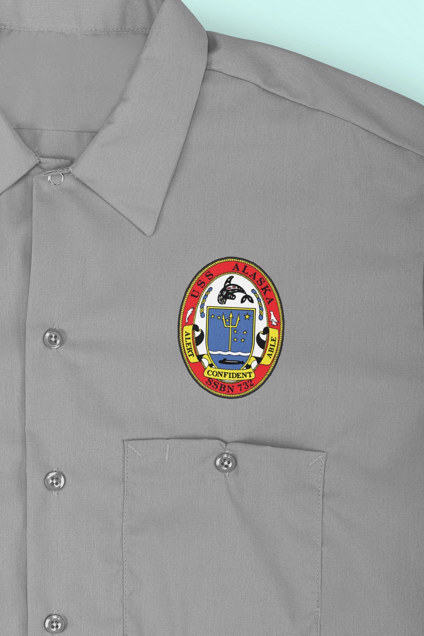 USS Alaska SSBN-732 Badge Iron On Heat Transfer Vinyl HTV Ohio Class Ballistic Missile Submarine
