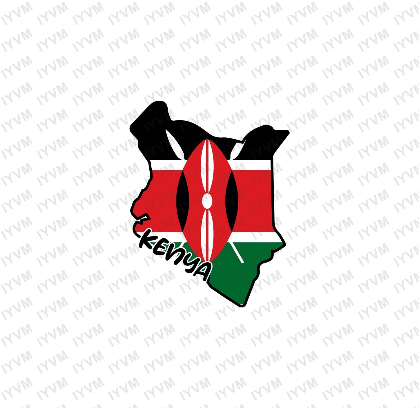 Kenya Map Iron On Heat Transfer Vinyl HTV / Republic of Kenya / Harambee / Nairobi / Kenyan
