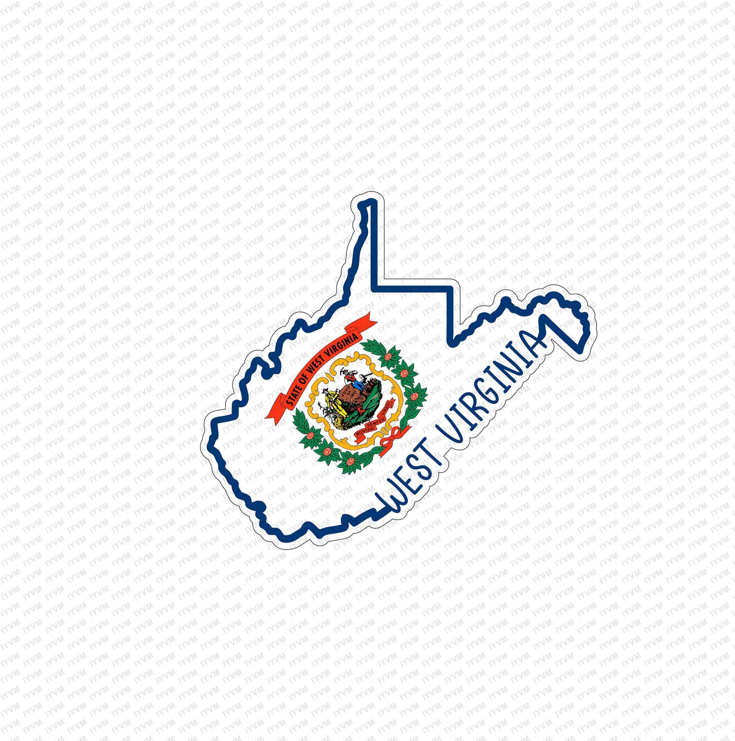 State of West Virginia Map Flag Sticker Decal  USA West Virginia State  Charleston  The Mountain State  Panhandle State