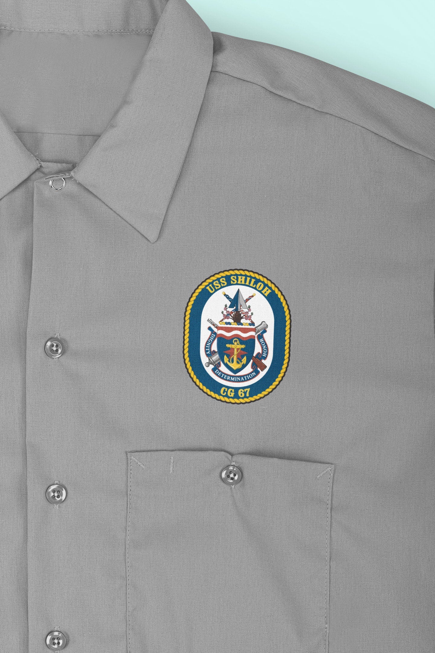 USS Shiloh CG-67 Badge Iron On Heat Transfer Vinyl HTV Ticonderoga Class Cruiser