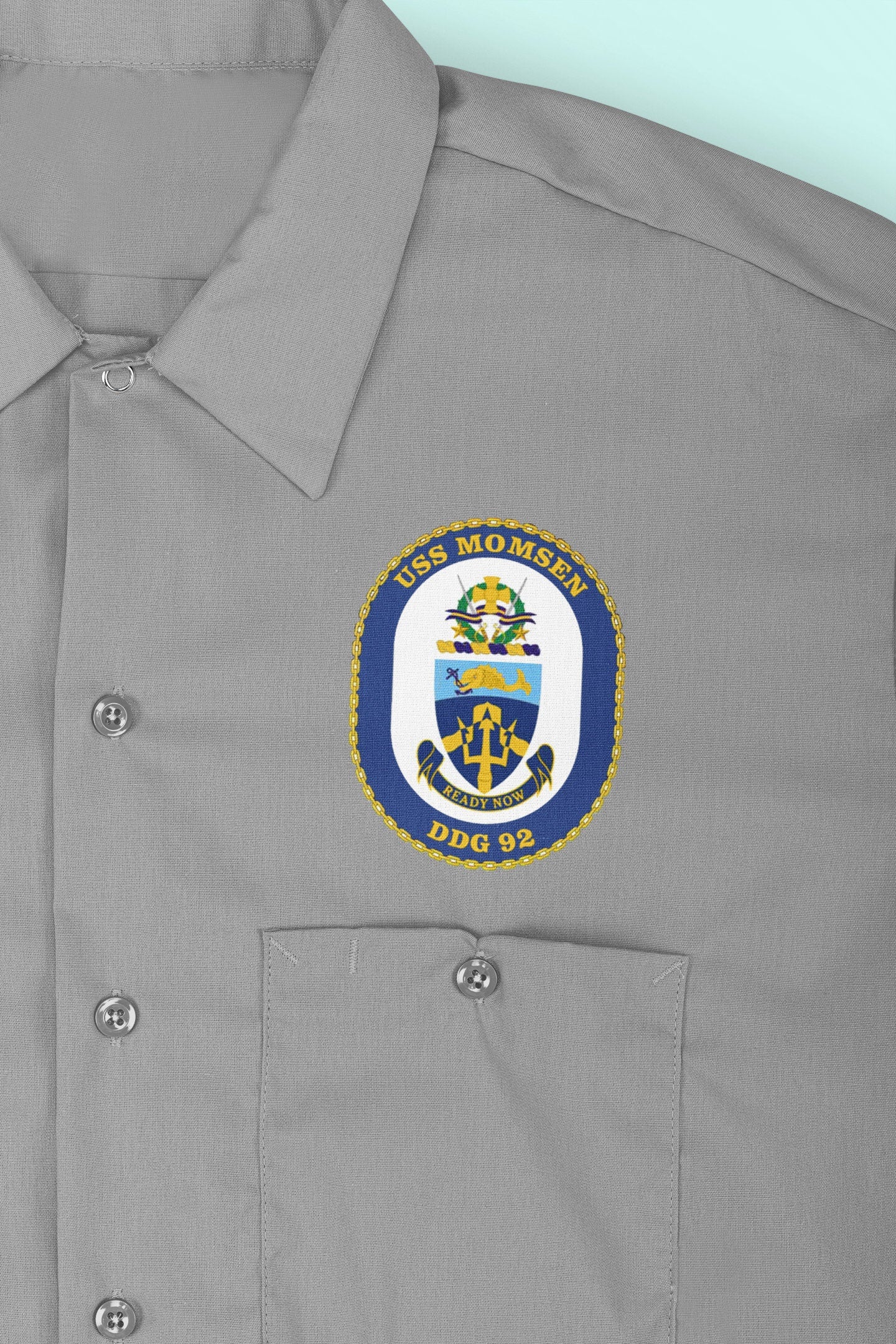 USS Momsen DDG-92 Badge Iron On Heat Transfer Vinyl HTV Arleigh Burke Class Destroyer