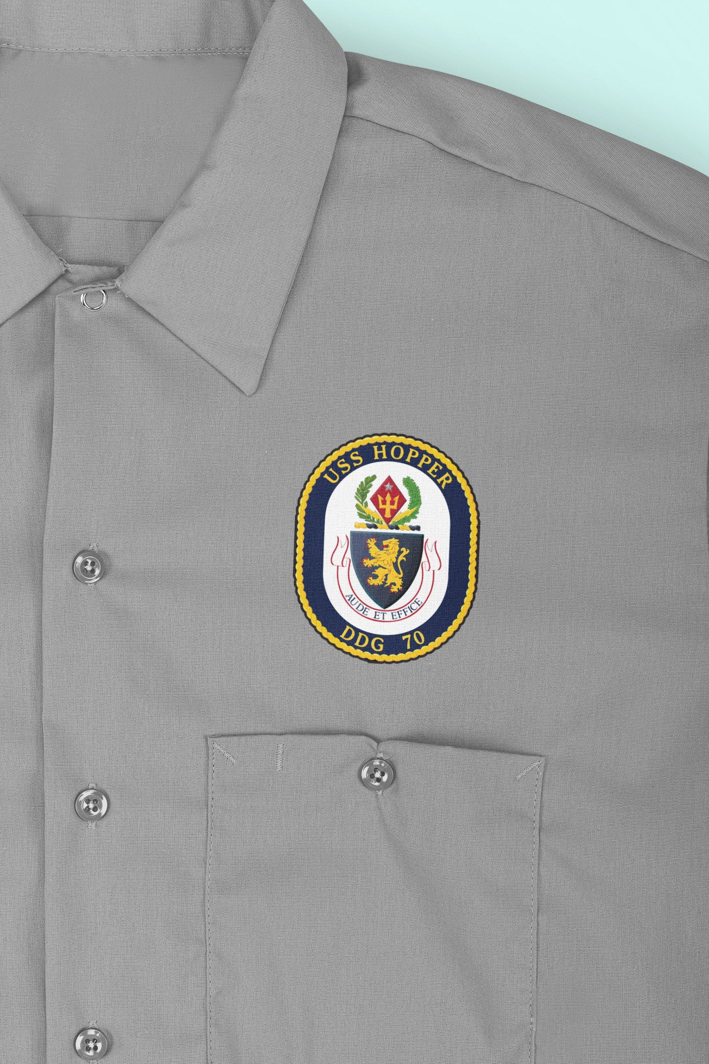 USS Hopper DDG-70 Badge Iron On Heat Transfer Vinyl HTV Arleigh Burke Class Destroyer