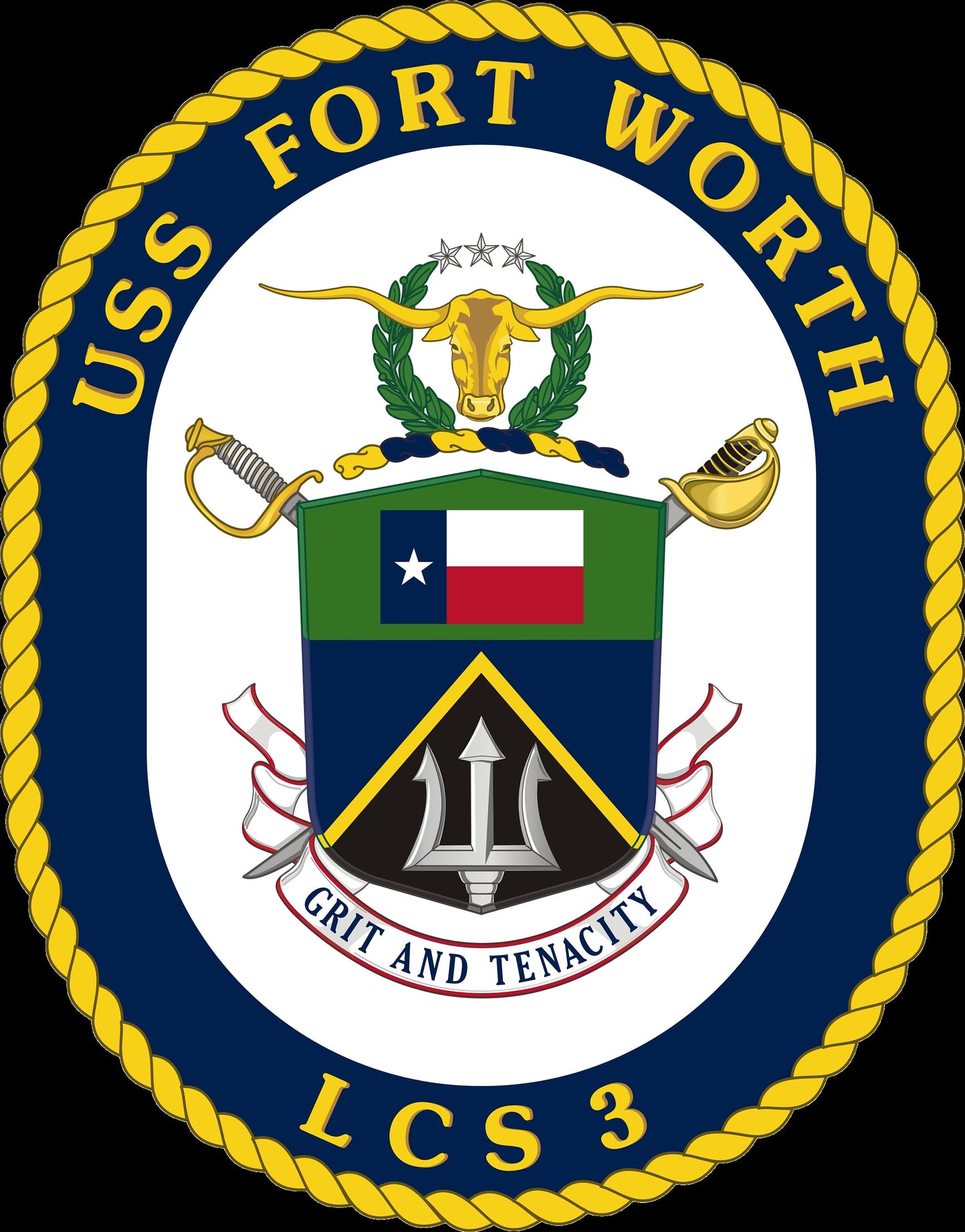 USS Fort Worth LCS-3 Badge Iron On Heat Transfer Vinyl HTV Freedom Class Littoral combat ship