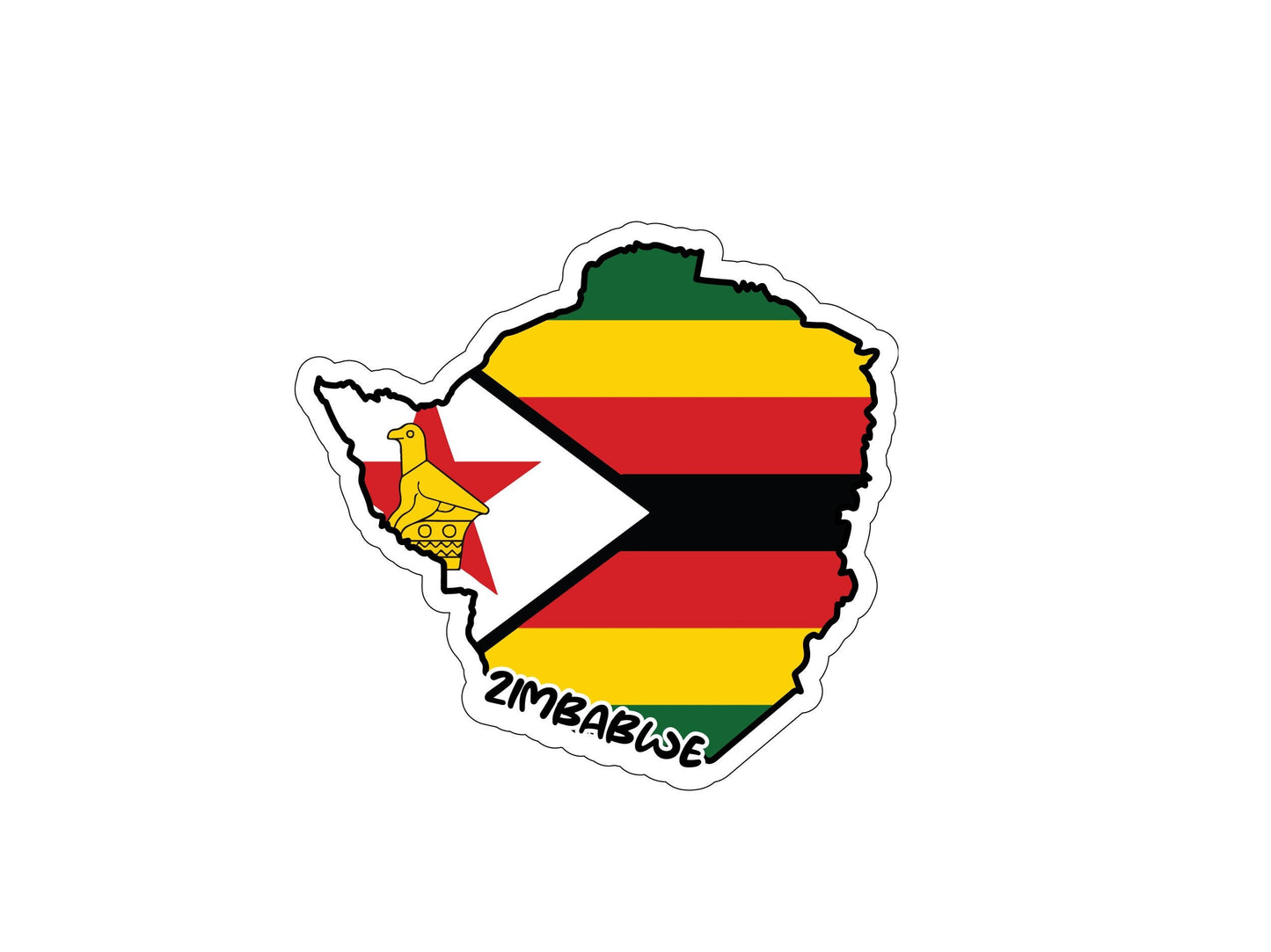 Zimbabwe Map Flag Sticker Decal