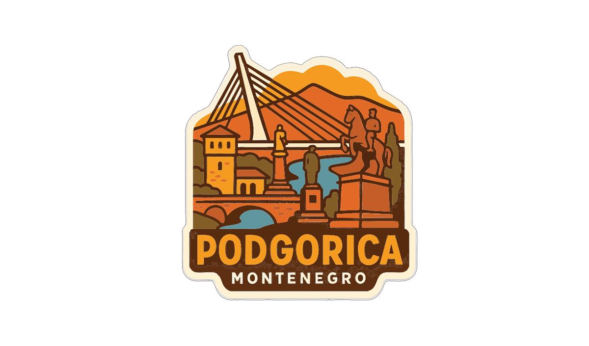a sticker or logo for the city of PODGORICA, located in the country of Montenegro.