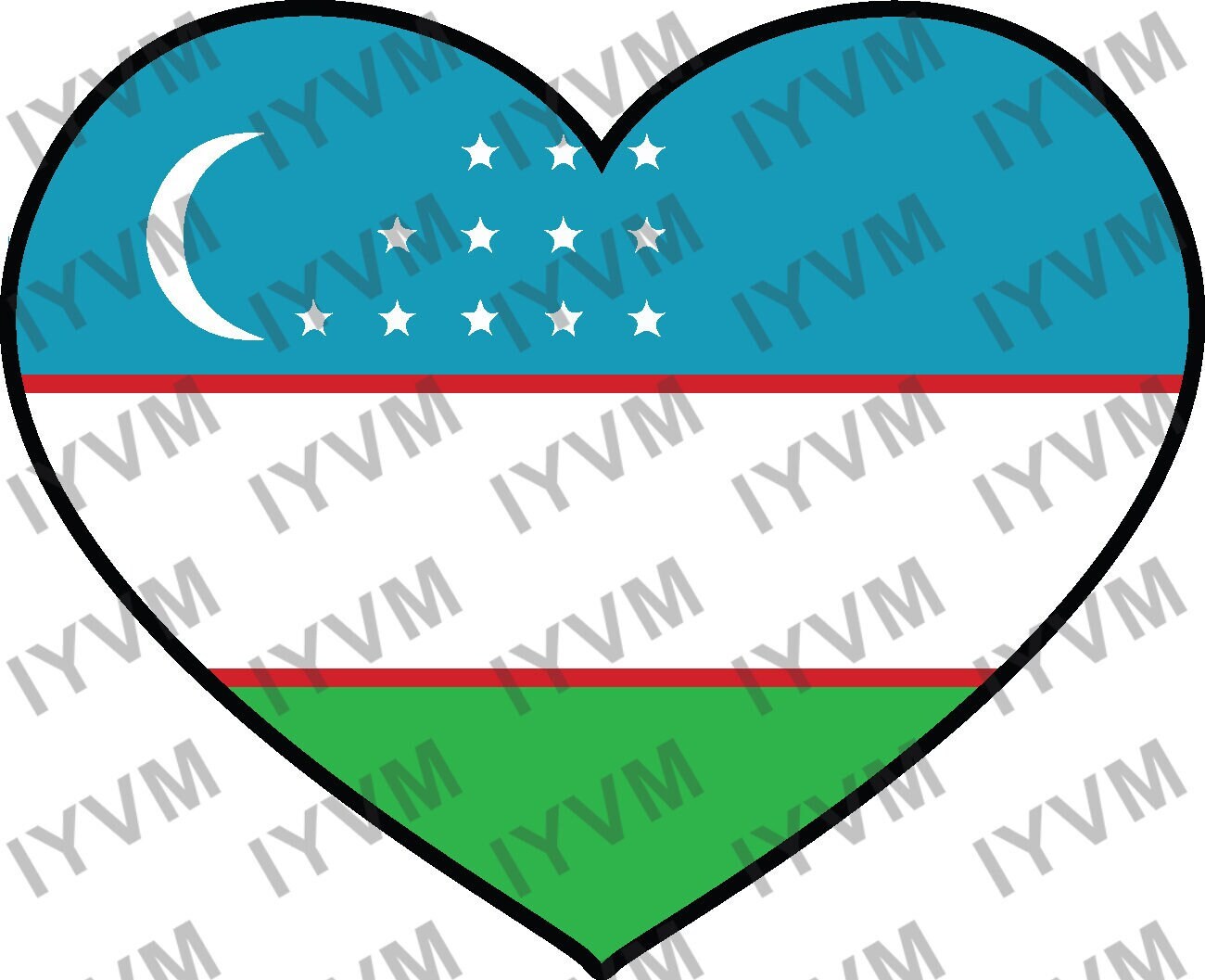 Uzbekistan Flag Heart Sticker Decal / Republic of Uzbekistan / Tashkent / Uzbek / Uzbekistani