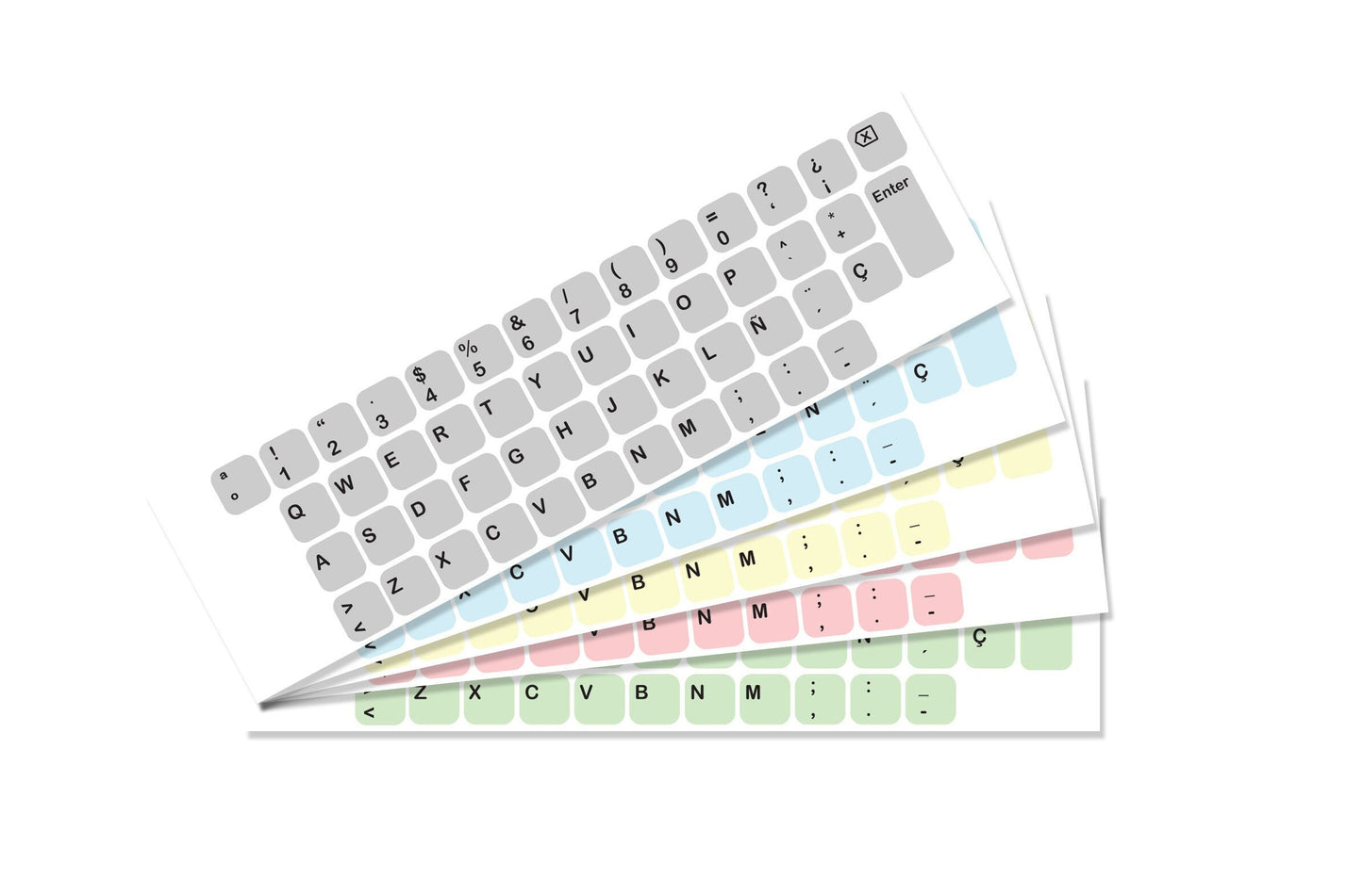 Spanish QWERTY Keyboard Sticker in Several Color Vinyl Sticker Decal
