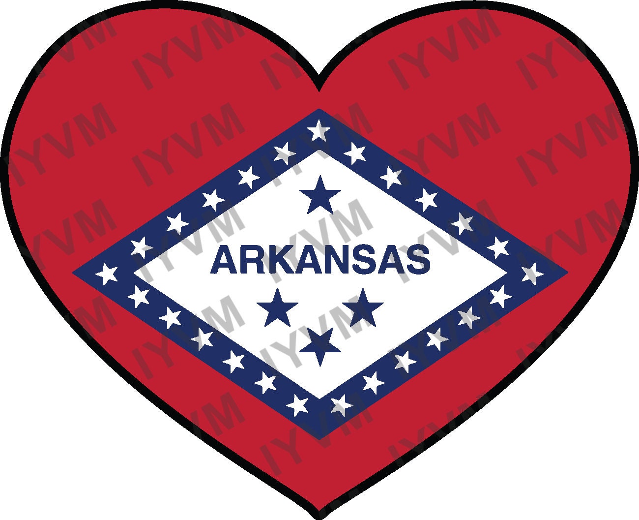 State of Arkansas Flag Heart Sticker Decal  USA Arkansas State  Little Rock  The Natural State  Bear State  Bowie State / Hot Springs State