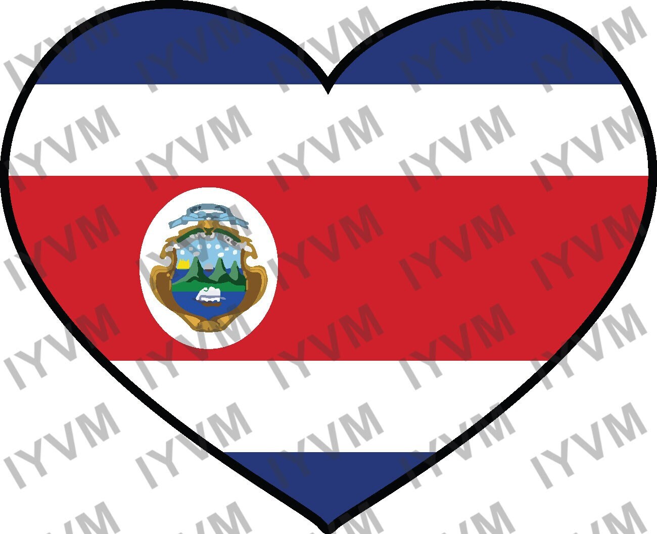 Costa Rica Flag Heart Sticker Decal / Republic of Costa Rica / San José / Costa Rican