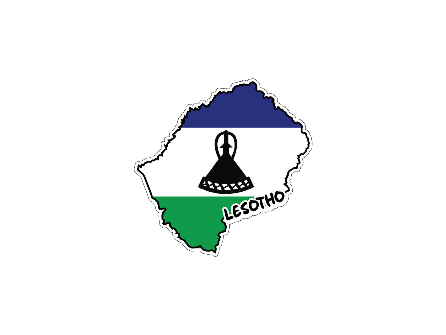 Lesotho Map Flag Sticker Decal