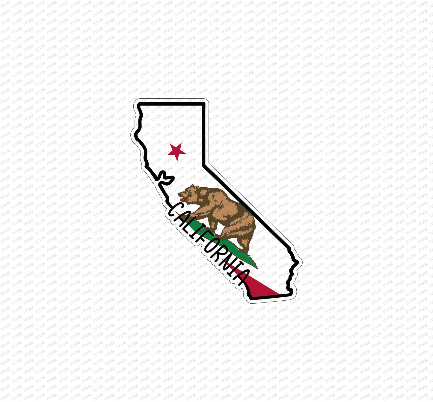 State of California Map Flag Sticker Decal  USA California State  Sacramento  The Golden State  San Francisco  Los Angeles / San Diego /