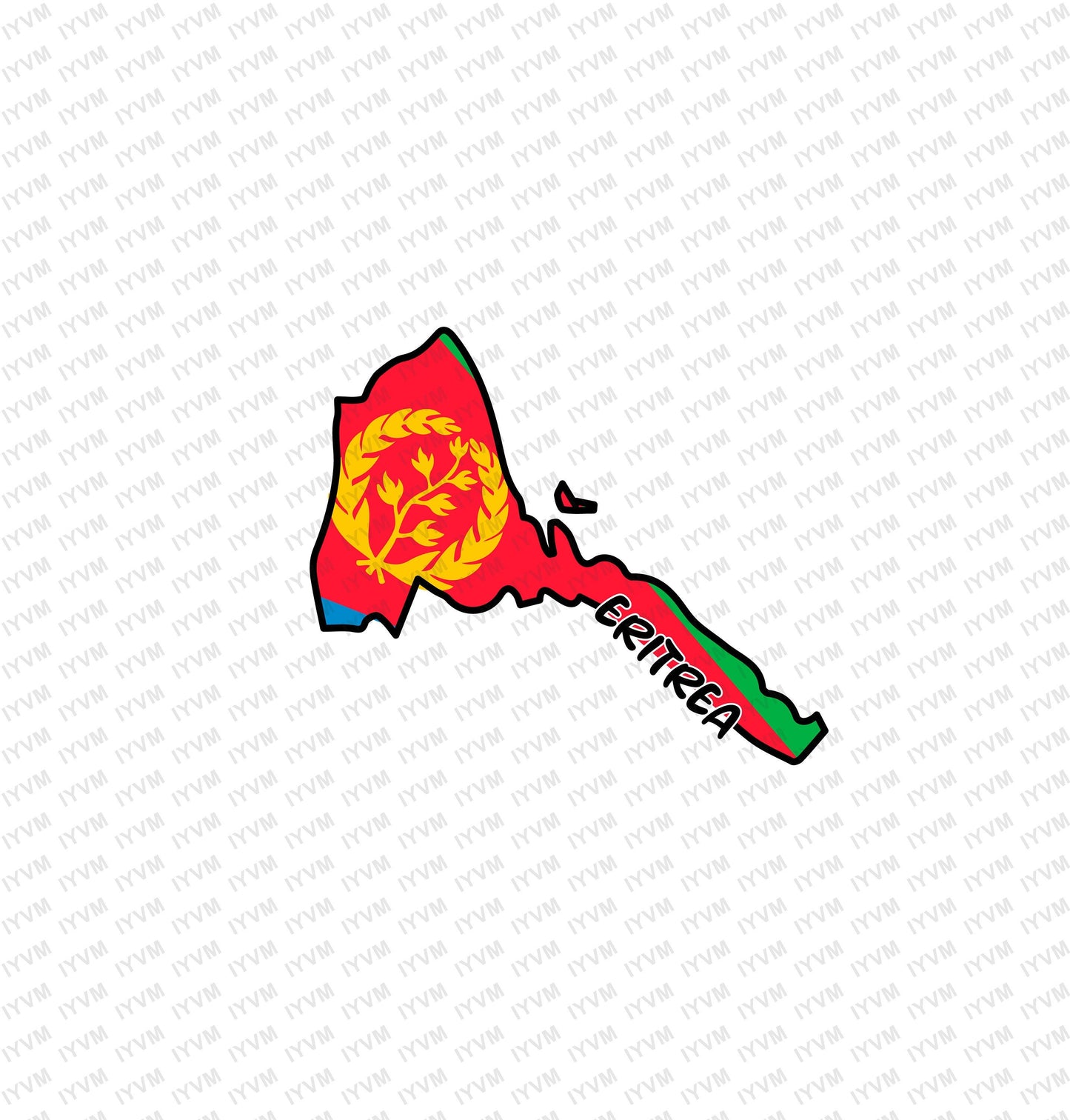 Eritrea Map Iron On Heat Transfer Vinyl HTV / State of Eritrea / Asmara / Tigrinya / Eritrean