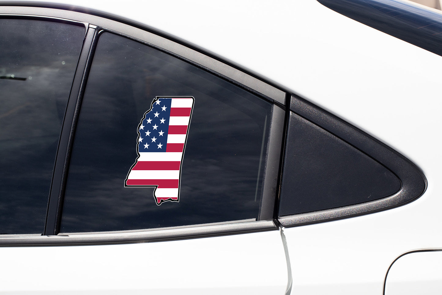 an american flag sticker on the side of a car