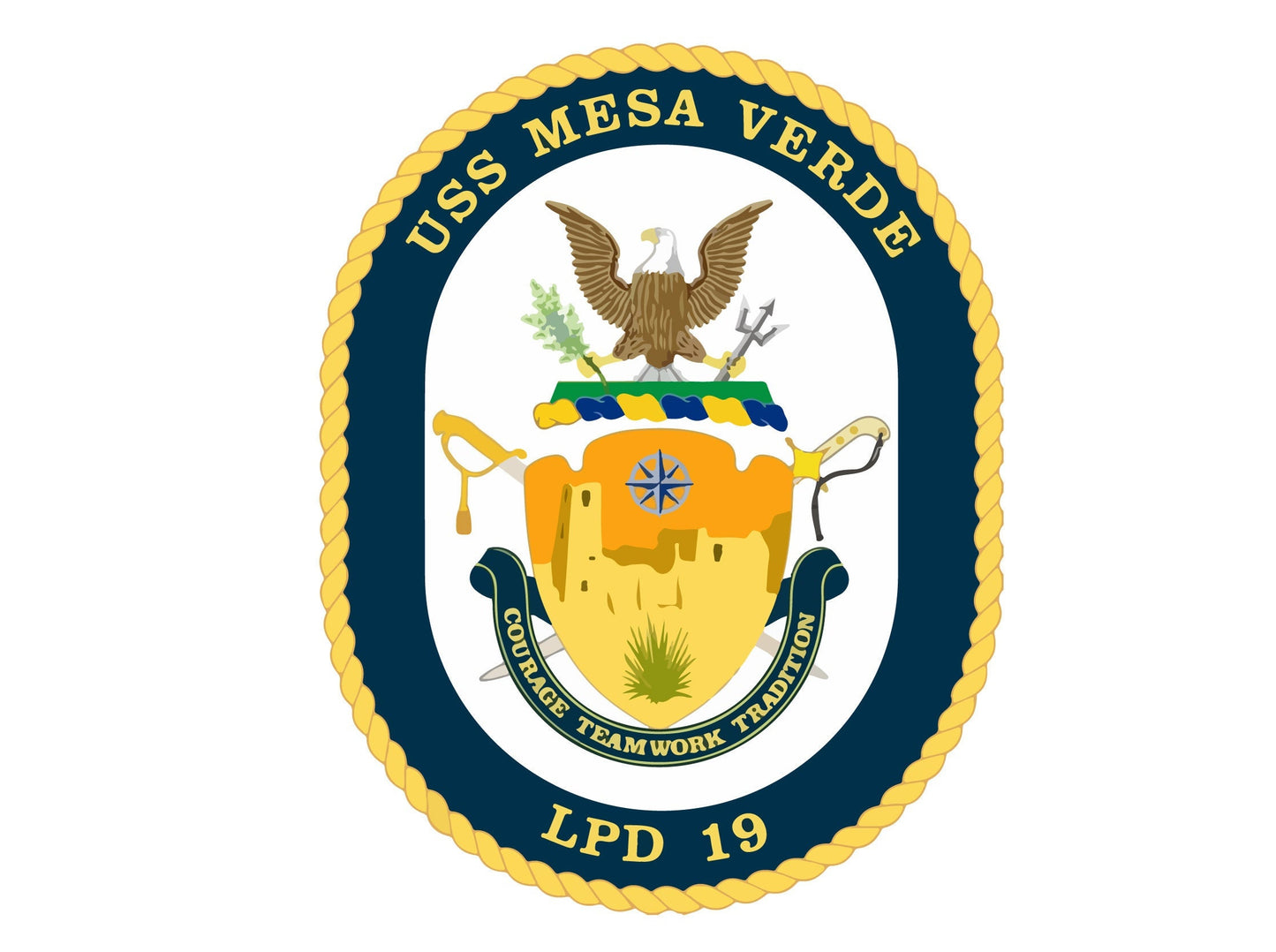 USS Mesa Verde LPD-19 Badge Sticker Decal San Antonio Class Amphibious transport dock Car Sticker Bumper Sticker for Car Emblem