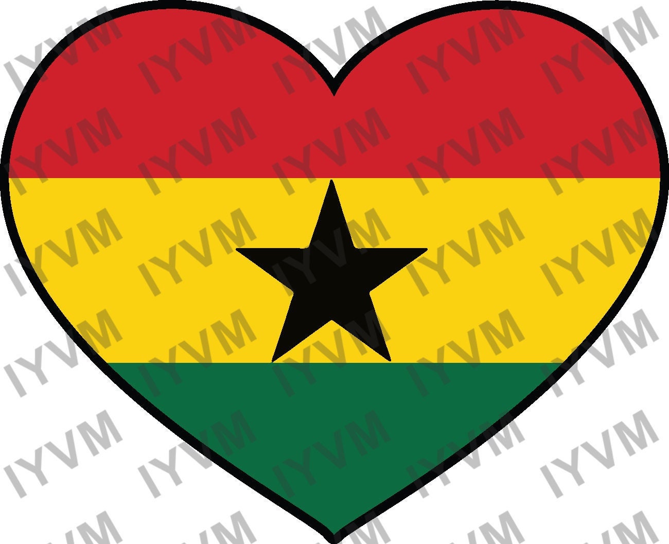 Ghana Flag Heart Sticker Decal / Republic of Ghana / Freedom and Justice / Accra / Ghanaian