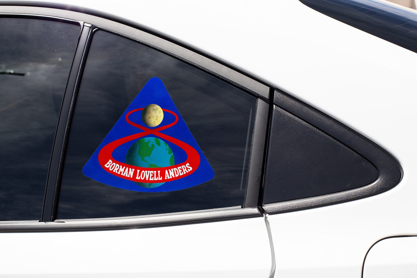 a sticker on the side of a white car