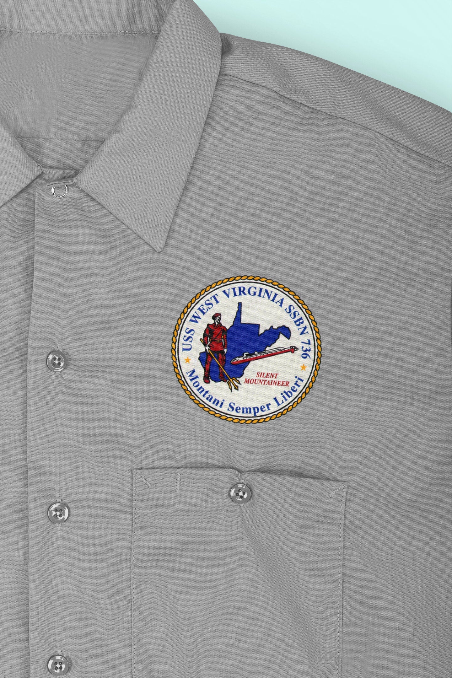 USS West Virginia SSBN-736 Badge Iron On Heat Transfer Vinyl HTV Ohio Class Ballistic missile submarine