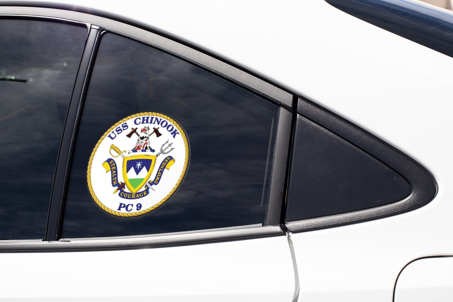 USS Chinook PC-9 Badge Sticker Decal Cyclone Class Patrol boat Car Sticker Bumper Sticker for Car Emblem