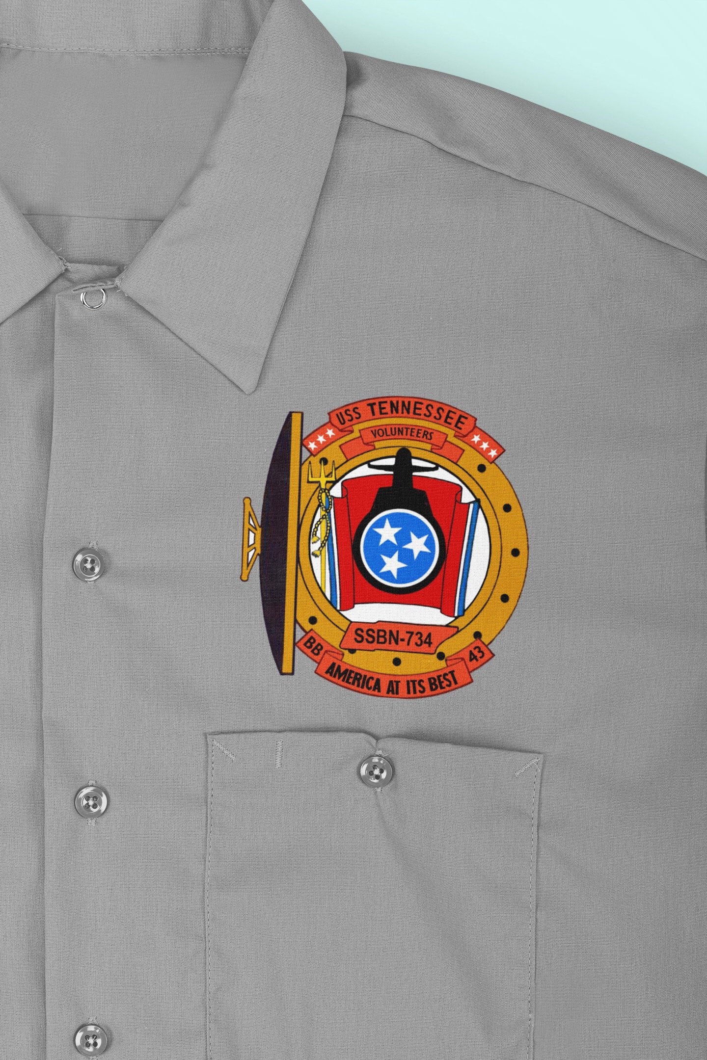 USS Tennessee SSBN-734 Badge Iron On Heat Transfer Vinyl HTV Ohio Class Ballistic missile submarine