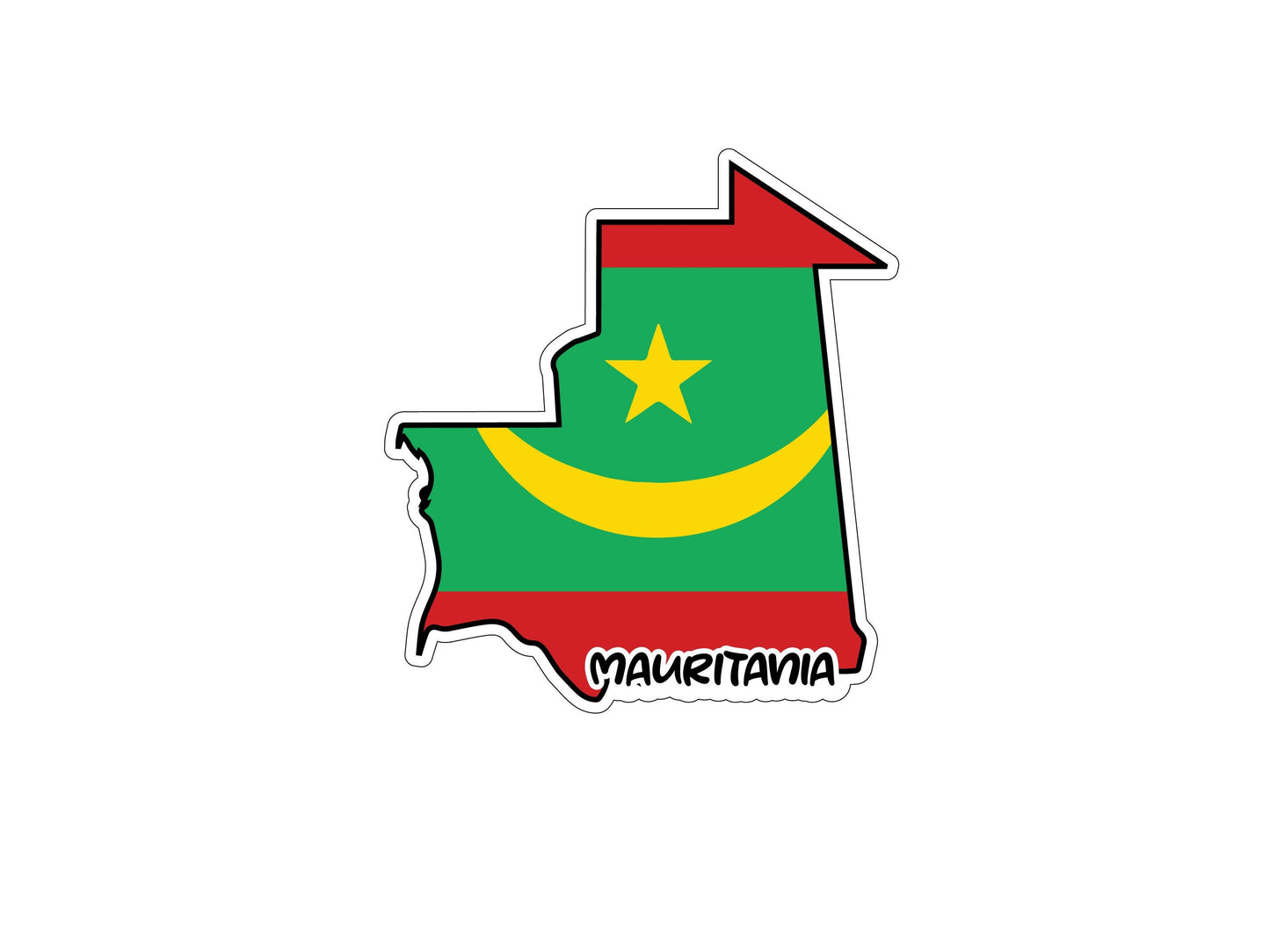 Mauritania Map Flag Sticker Decal