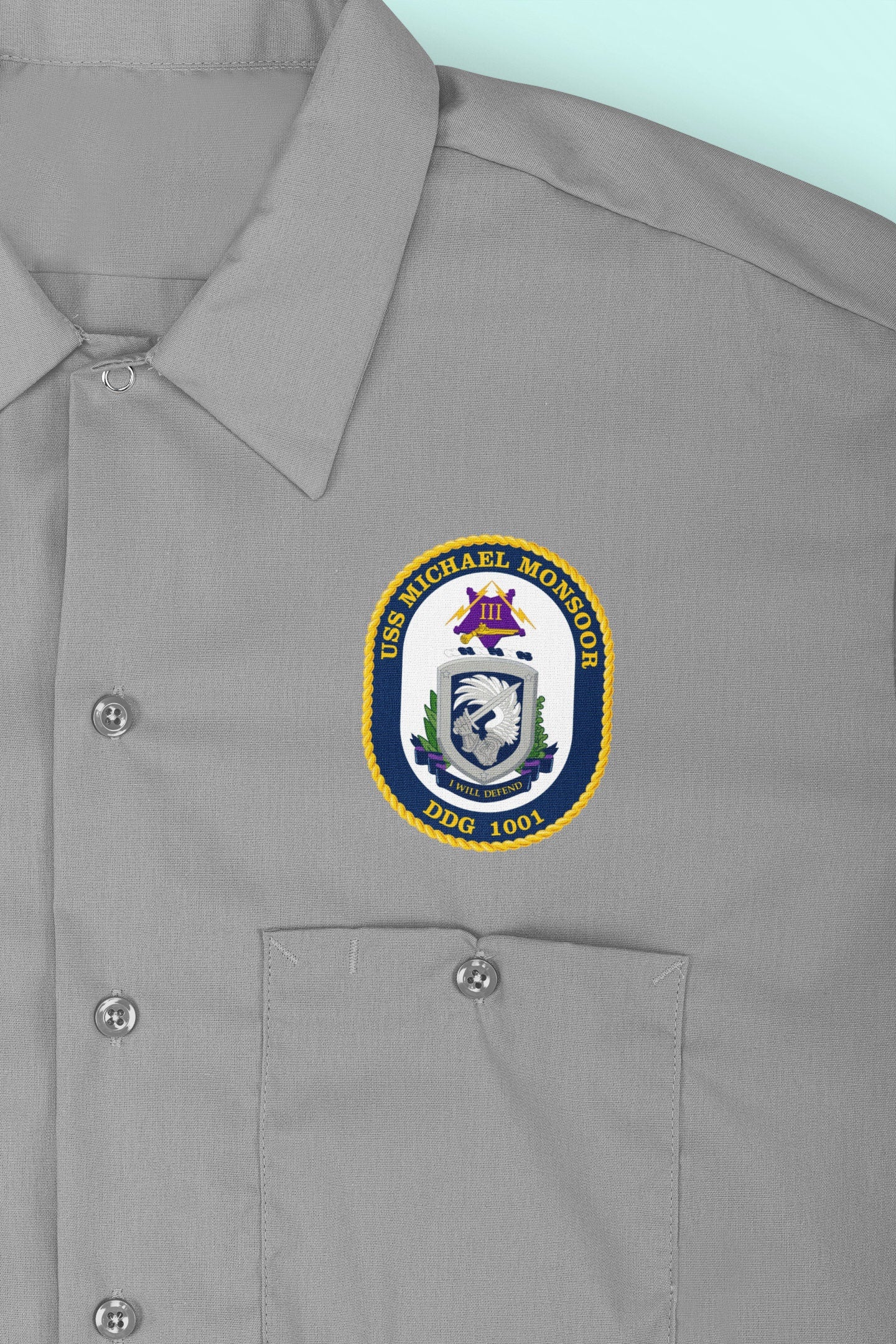 USS Michael Monsoor DDG-1001 Badge Iron On Heat Transfer Vinyl HTV Zumwalt Class Destroyer