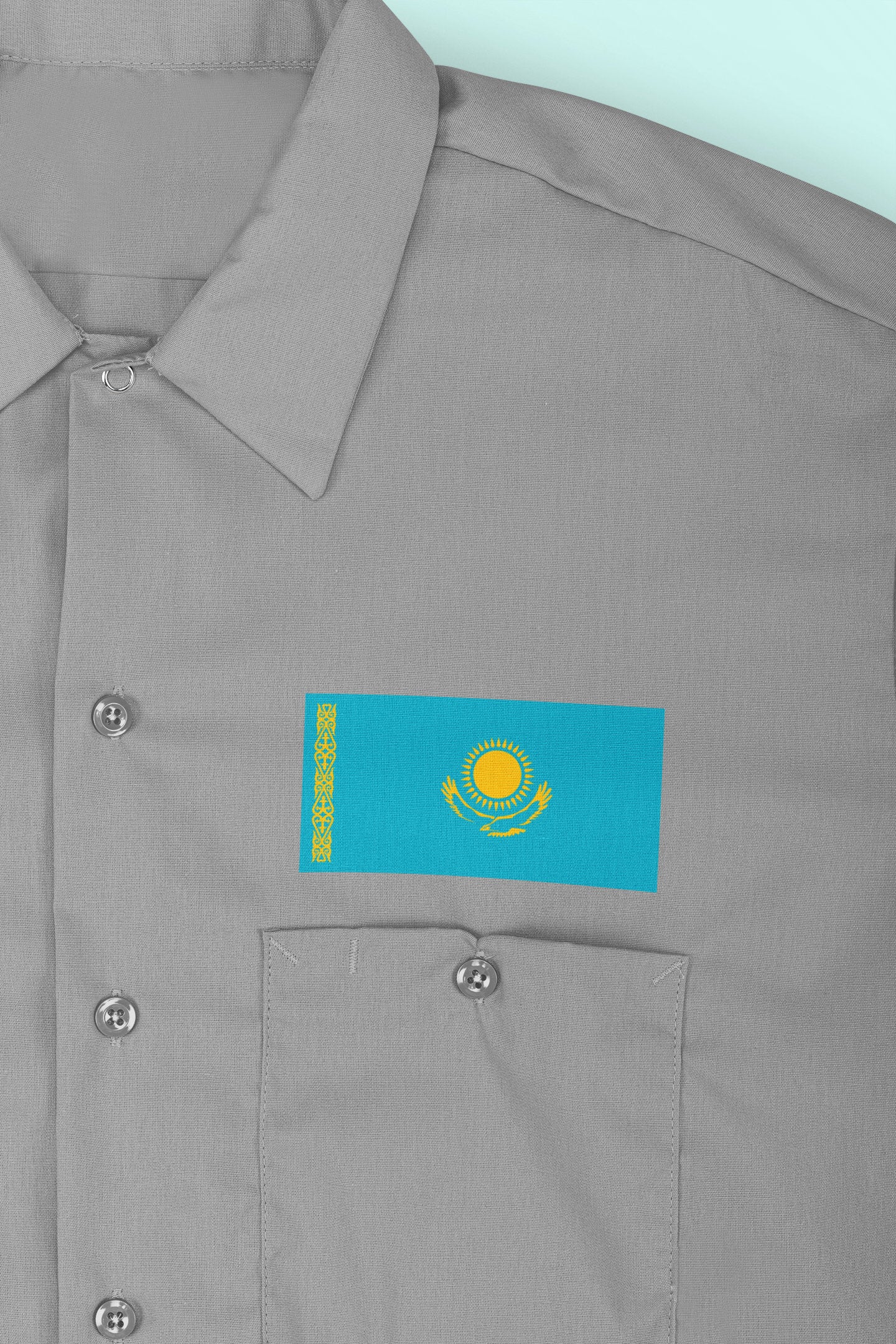 Kazakhstan Flag Iron On Heat Transfer Vinyl HTV / Republic of Kazakhstan / Қазақстан Республикасы / Nur-Sultan / Kazakh / Kazakhstani