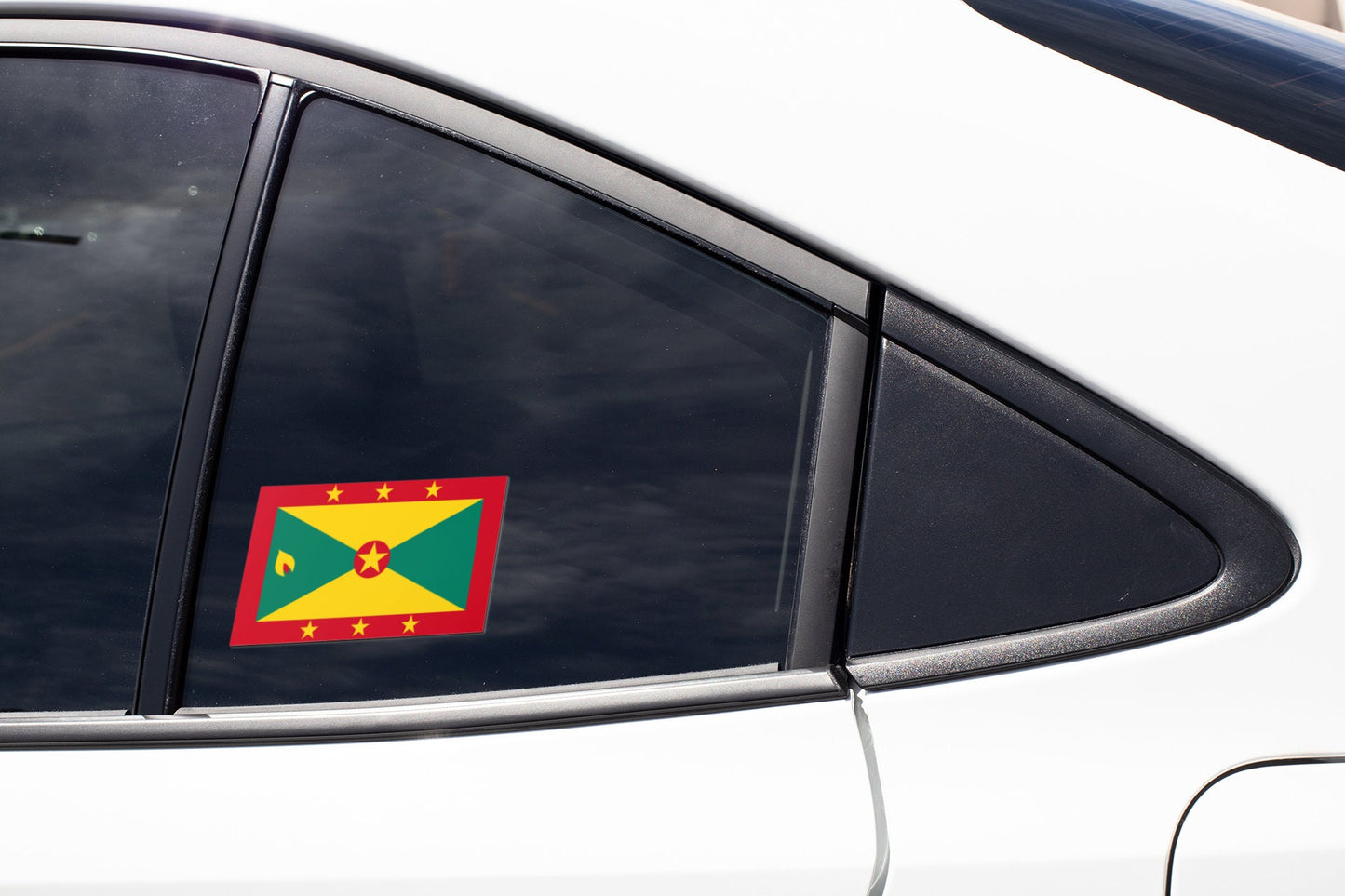 Grenada Flag Sticker Decal / Gwenad / Grenadian Creole French Ever Conscious of God We Aspire, Build and Advance as One People St. George's