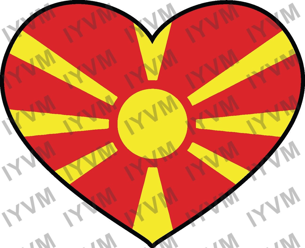 Macedonia Flag Heart Sticker Decal / Republic of North Macedonia / Република Северна Македонија / Skopje / Macedonian