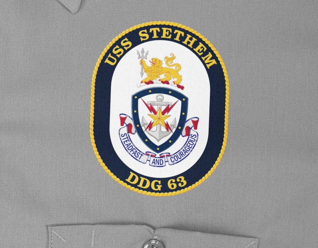 USS Stethem DDG-63 Badge Iron On Heat Transfer Vinyl HTV Arleigh Burke Class Destroyer