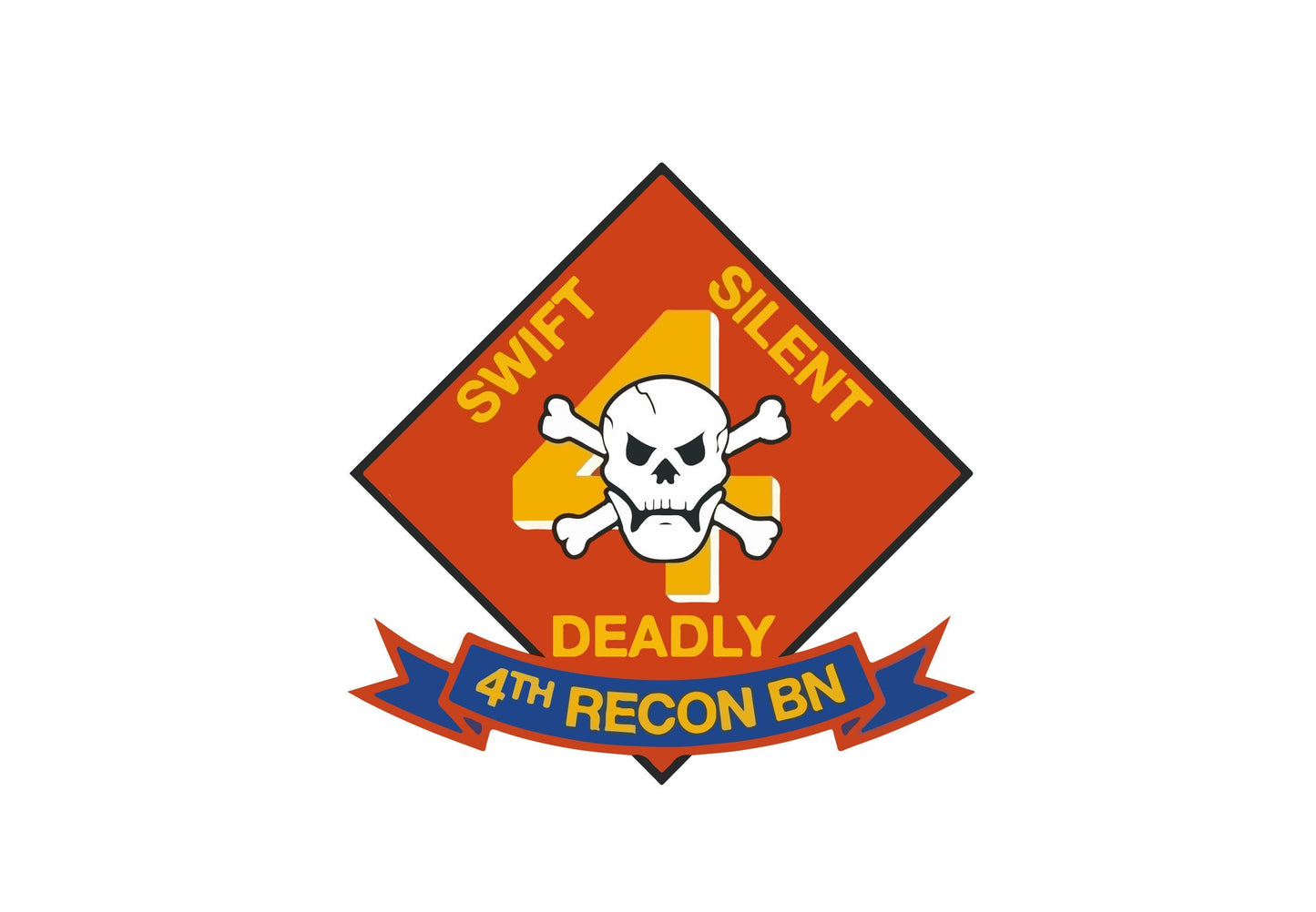 US Marine Corps Badge Sticker Decal  4th Reconnaissance Battalion Swift, Silent, Deadly Car Sticker Bumper Sticker for Car Emblem