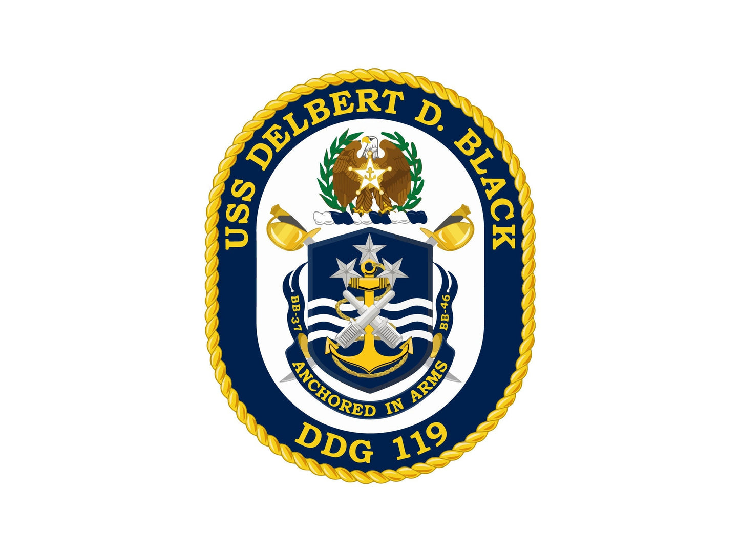 USS Delbert D. Black DDG-119 Badge Sticker Decal Arleigh Burke Class Destroyer Car Sticker Bumper Sticker for Car Emblem