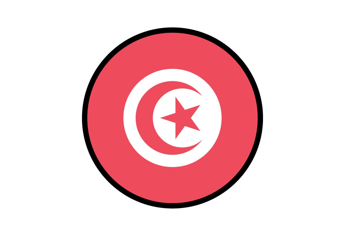 Tunisia Flag Circle Sticker Decal