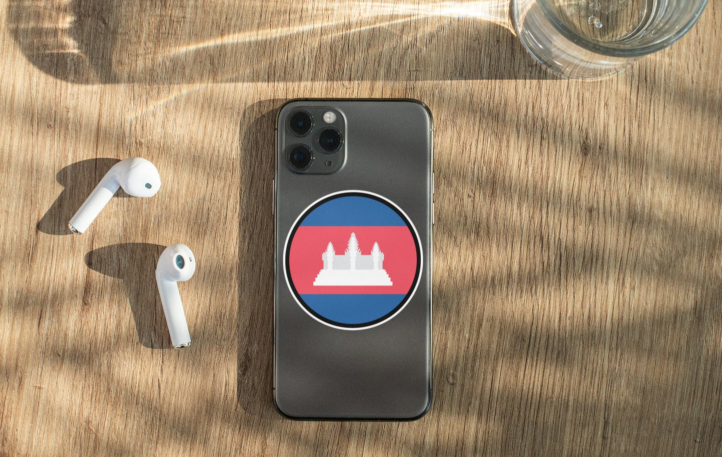 Cambodia Flag Circle Sticker Decal