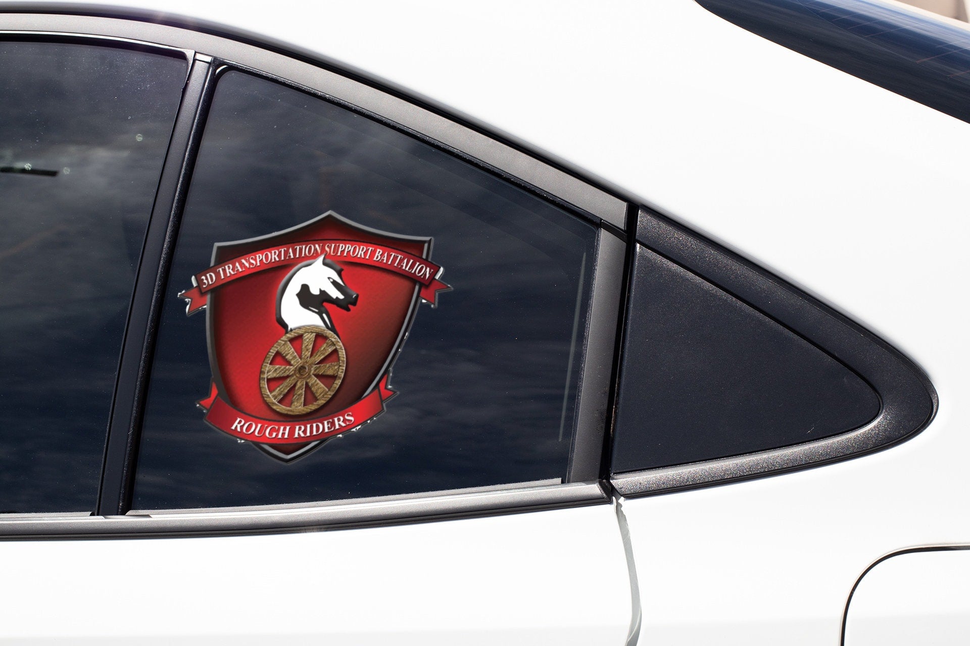 a side view mirror of a car with a horse emblem on it