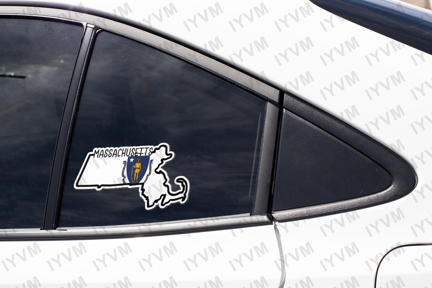 State of Massachusetts Map Flag Sticker Decal  USA Massachusetts State  Boston  The Bay State  Baked Bean State  Codfish State /