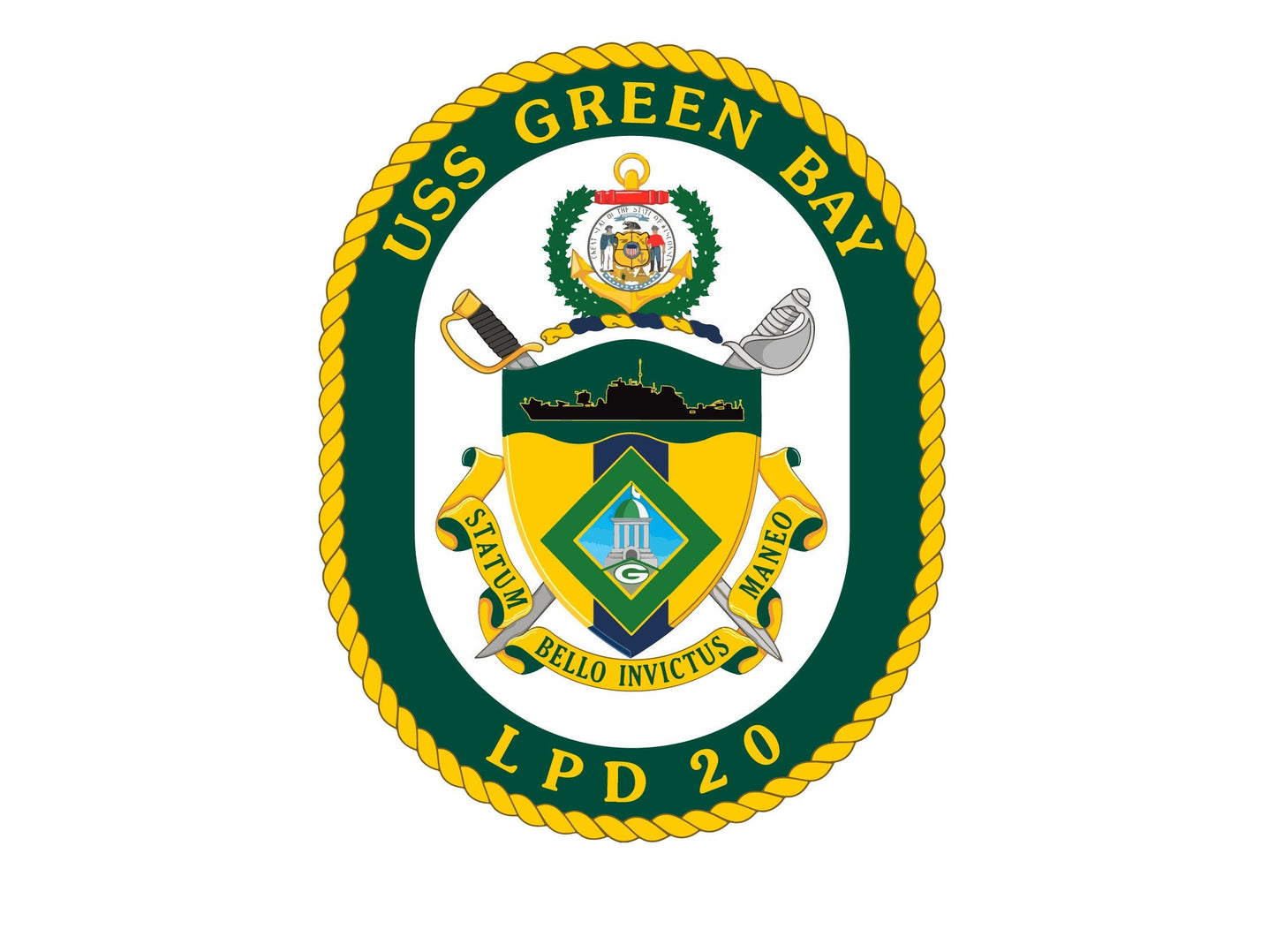 USS Green Bay LPD-20 Badge Sticker Decal San Antonio Class Amphibious transport dock Car Sticker Bumper Sticker for Car Emblem
