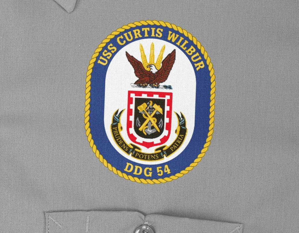 USS Curtis Wilbur DDG-54 Badge Iron On Heat Transfer Vinyl HTV Arleigh Burke Class Destroyer