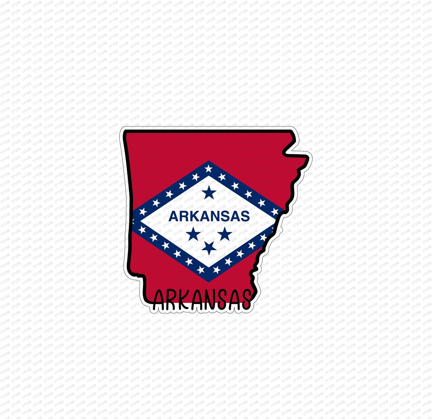 State of Arkansas Map Flag Sticker Decal  USA Arkansas State  Little Rock  The Natural State  Bear State  Bowie State / Hot Springs State