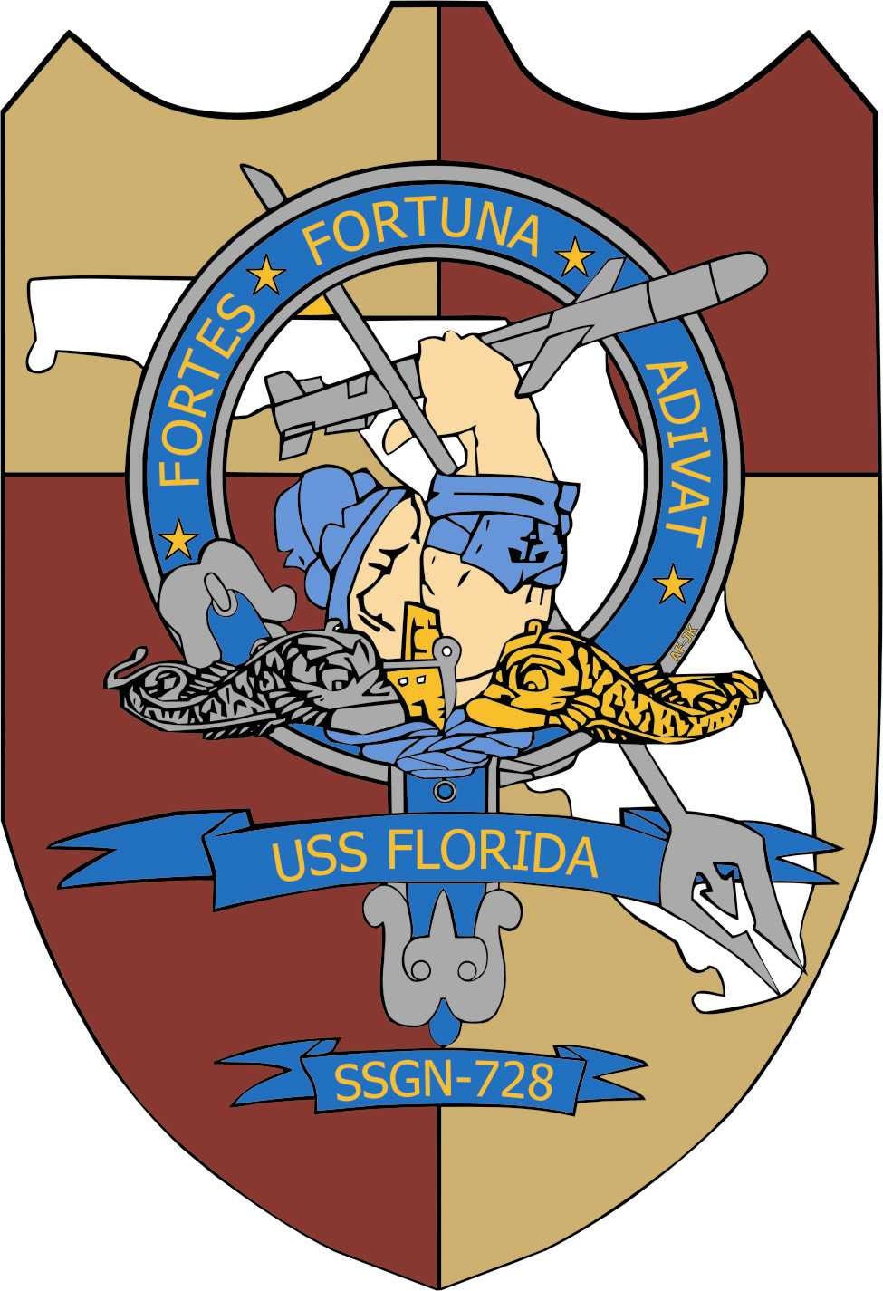 USS Florida SSGN-728 Badge Iron On Heat Transfer Vinyl HTV Ohio Class Guided missile submarine