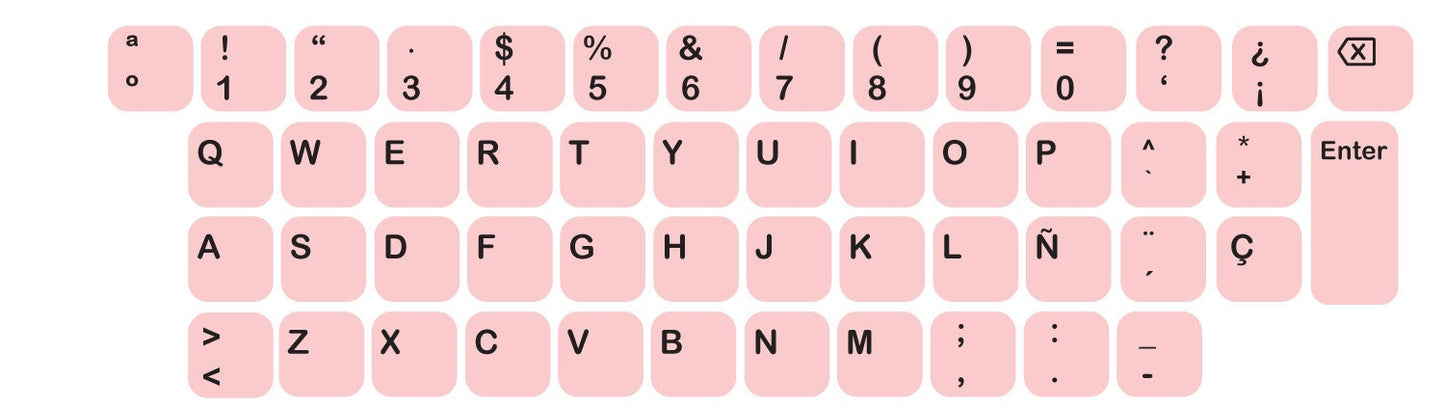 Spanish QWERTY Keyboard Sticker in Several Color Vinyl Sticker Decal