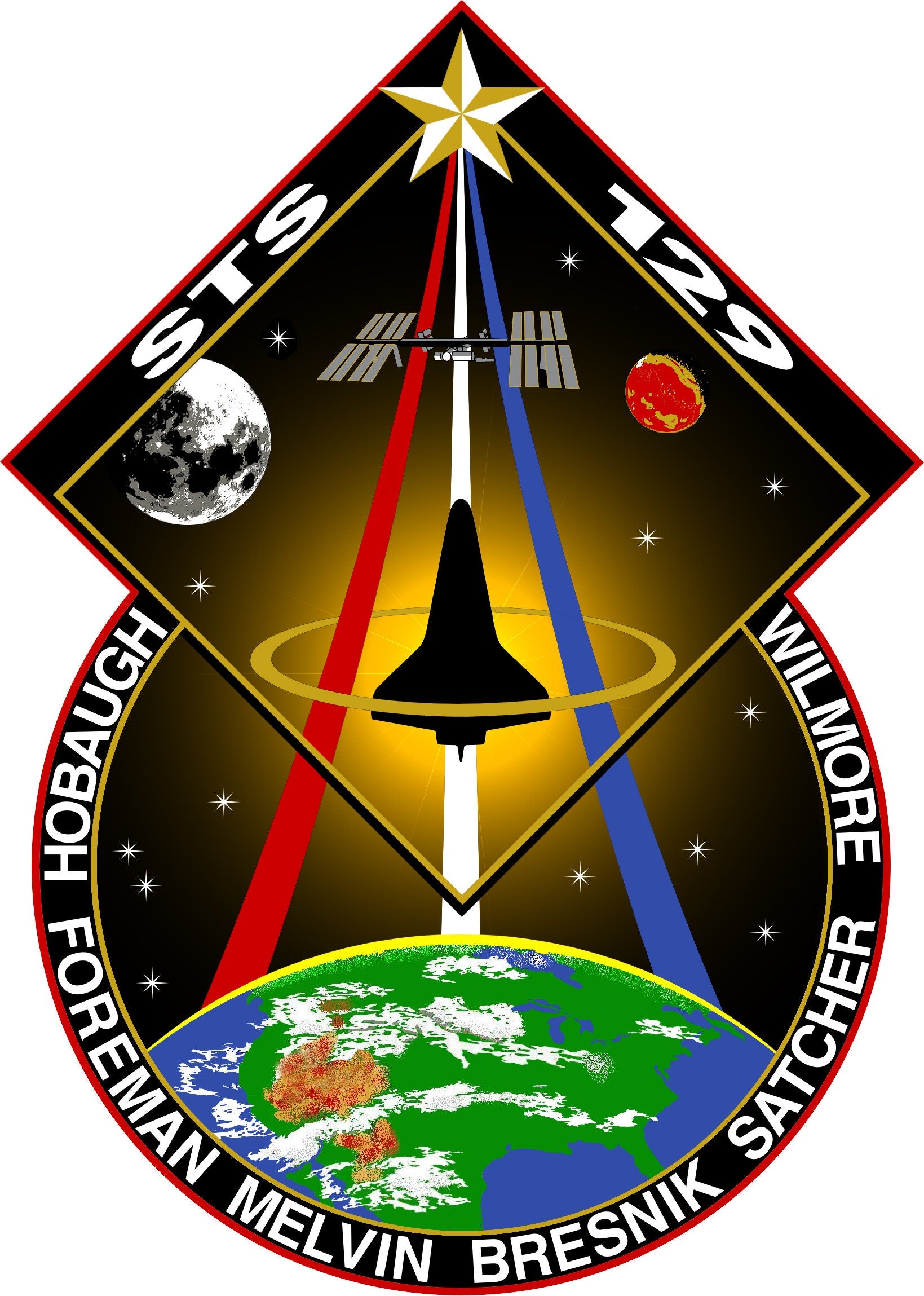 a nasa emblem with the earth in the background