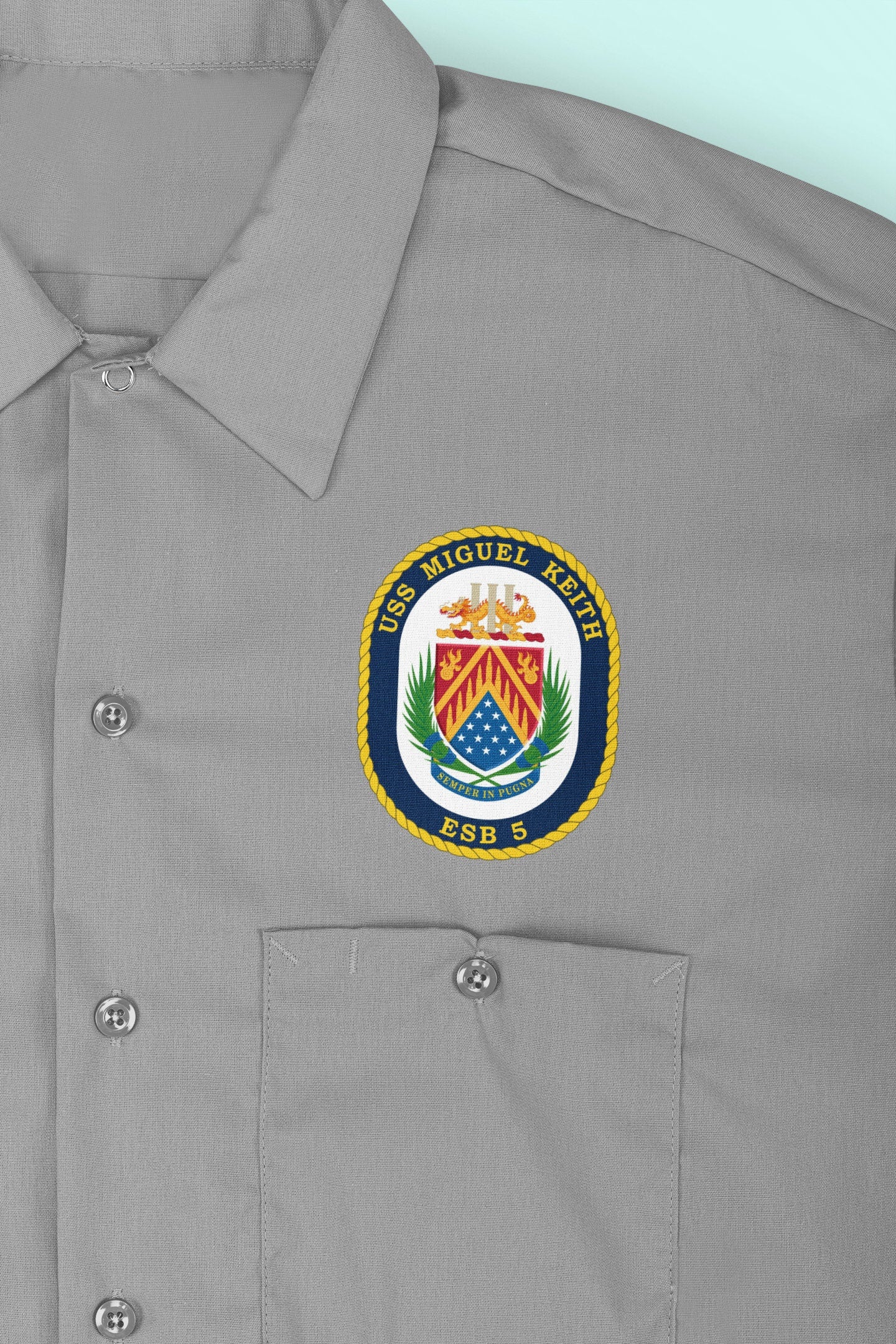 USS Miguel Keith ESB-5 Badge Iron On Heat Transfer Vinyl HTV Lewis B. Puller Class Expeditionary mobile base