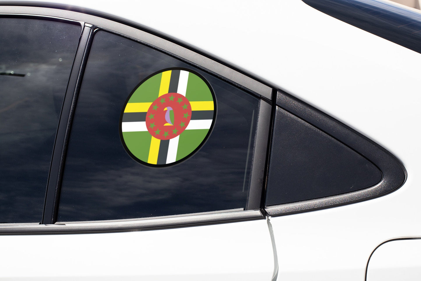 Dominica Flag Circle Sticker Decal
