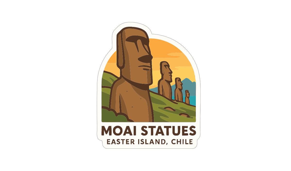 Moai Statues, Easter Island Chile Iron On Heat Transfer Vinyl HTV Symbolic