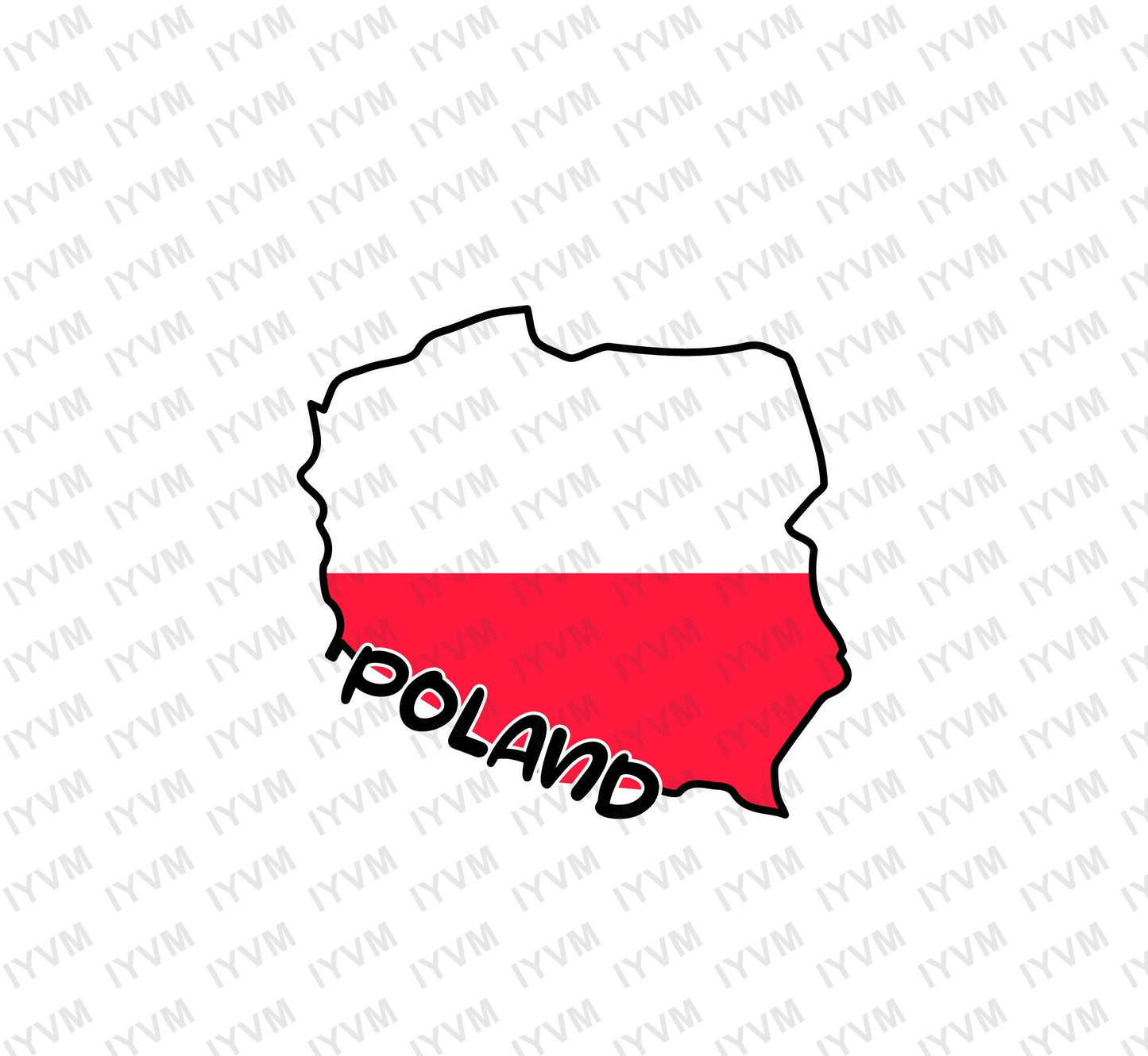 Poland Map Iron On Heat Transfer Vinyl HTV / Republic of Poland / Rzeczpospolita Polska / Warsaw / Polish