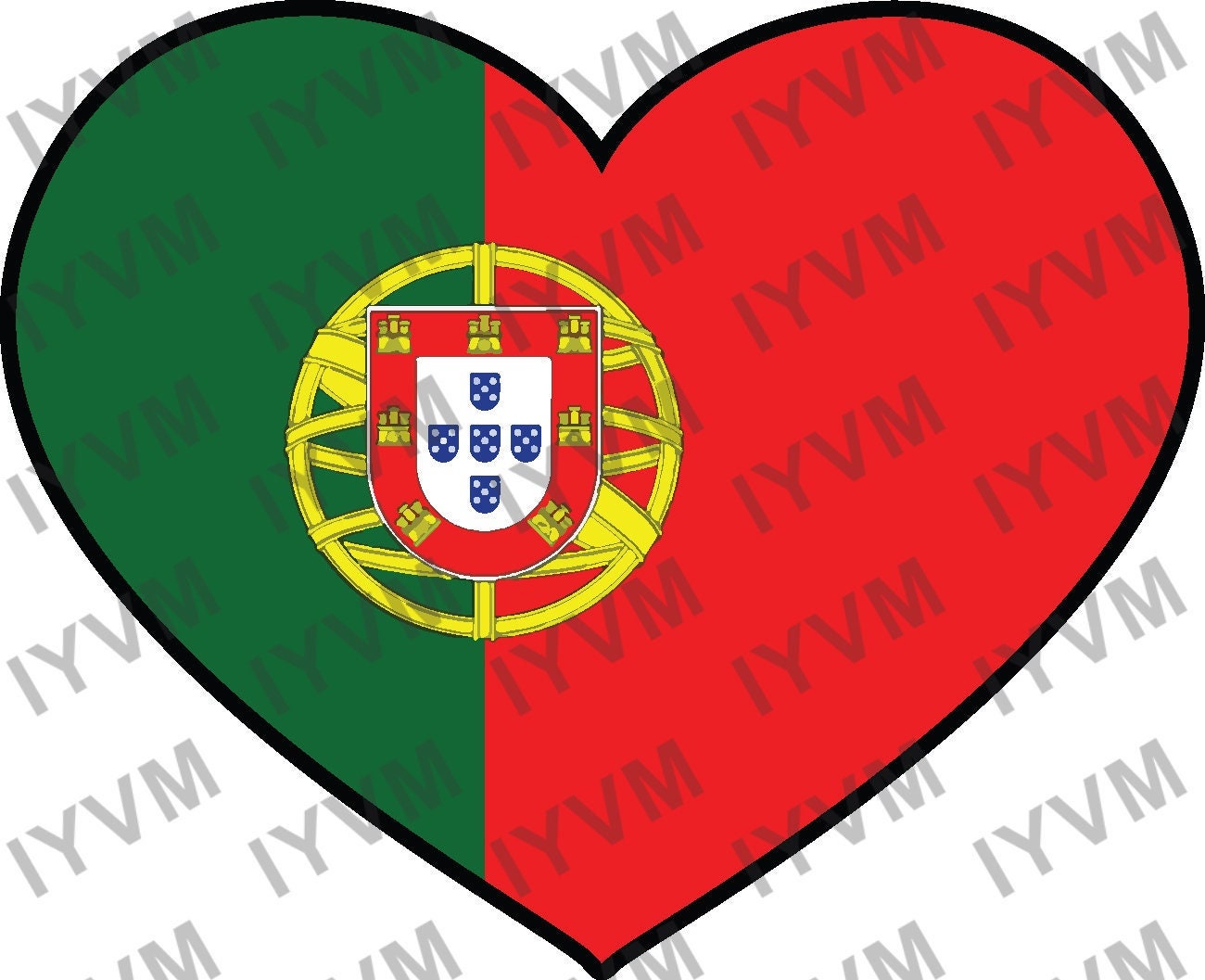 Portugal Flag Heart Sticker Decal / Portuguese Republic / Esta é a ditosa Pátria minha amada / Lisbon / Portuguese