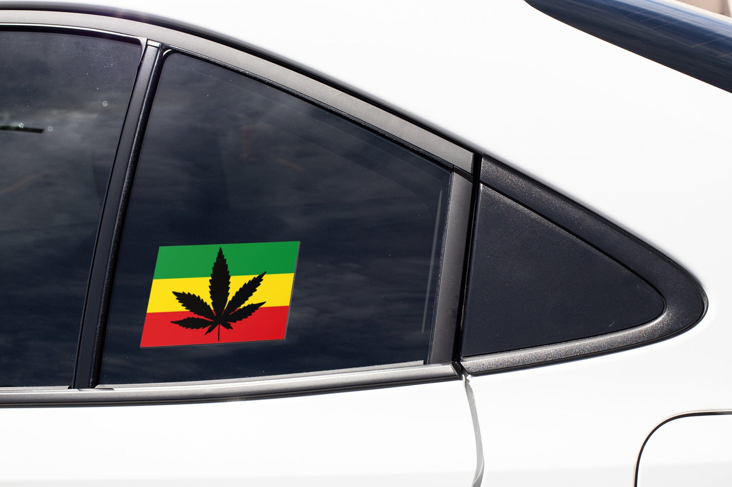 Rasta Mota Leaf Flag Sticker Decal Rastafari Rastafarianism Jamaica Rastafarian Reggae Caribbean Cannabis Pot Legalization Marijuana Weed