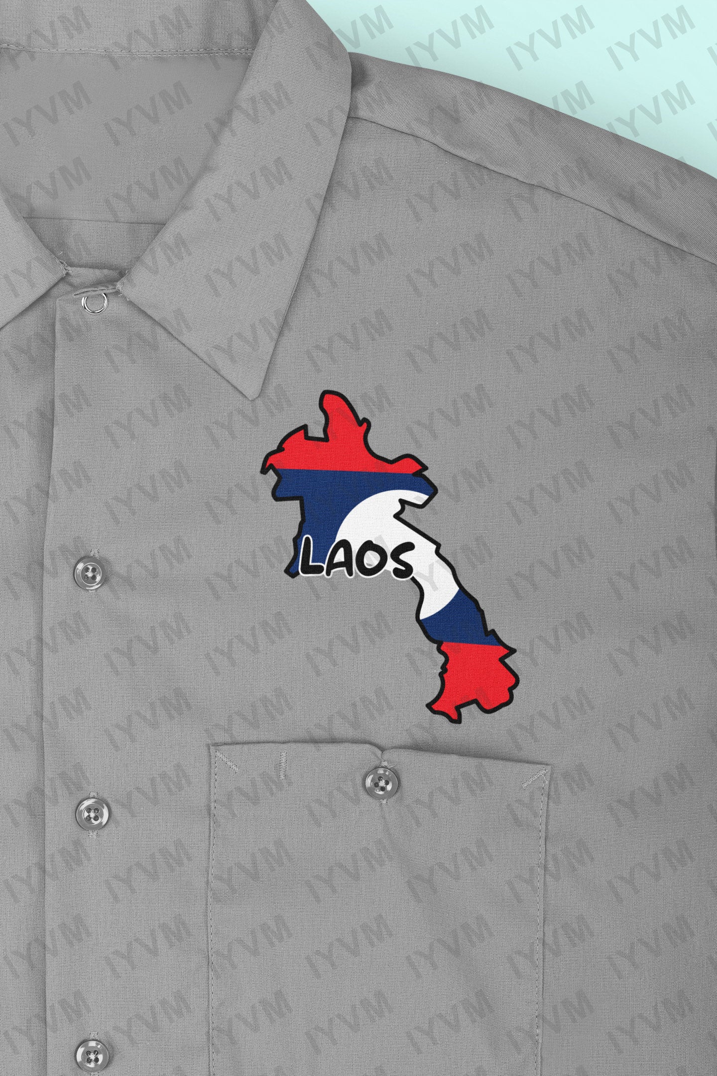 Laos Map Iron On Heat Transfer Vinyl HTV / Lao People's Democratic Republic /  Vientiane / Lao Laotian /